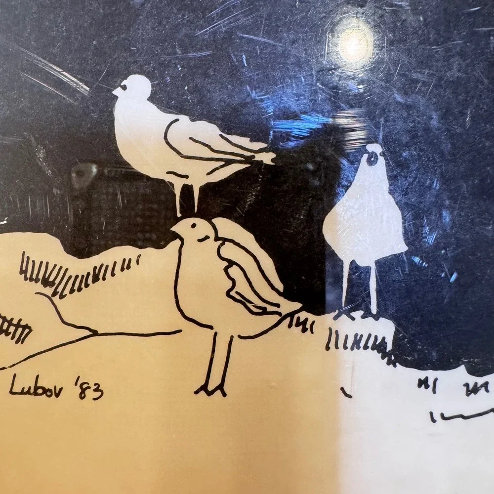 Lubov '83 Seagulls Long Island NY plastic‎ Tray Artist Signed Art